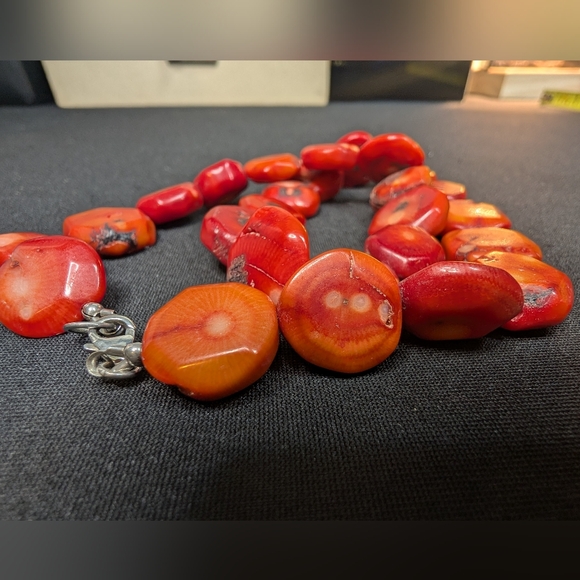 Vintage Sterling & Coral Necklace - Picture 12 of 12
